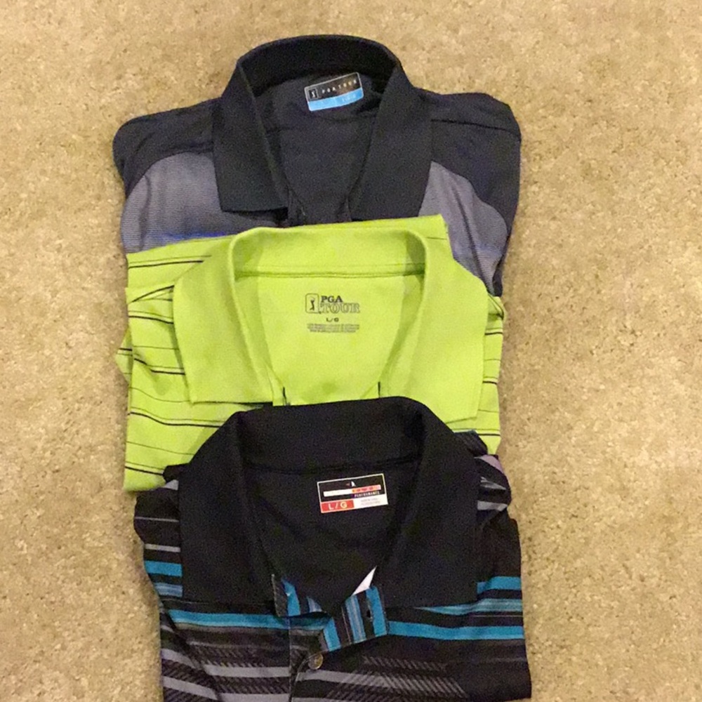 Golf Shirt Bundle Lot of 3 Size Large Short Sleeve